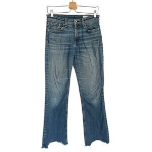 Rag & Bone Nina High Rise Ankle Flare Jeans Blue Chewed Raw Hem Women's Size 26
